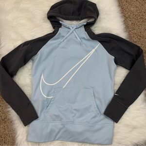 Nike Therma-Fit Hooded Blue Grey Sweatshirt Running Athletic Hoodie